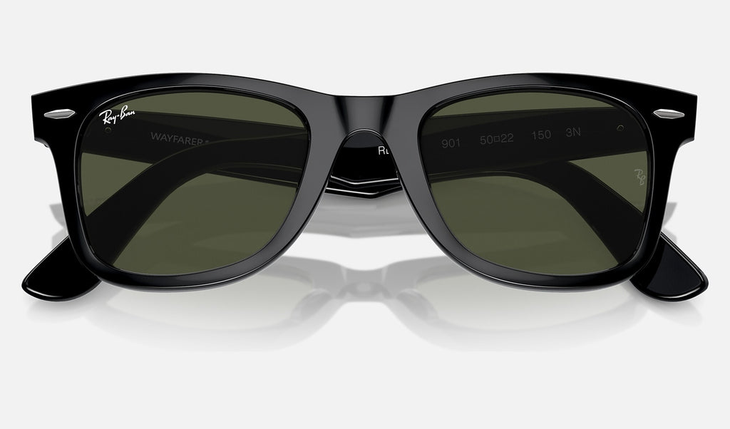 Ray-Ban RB2140 Wayfarer Noir de face, branches fermées