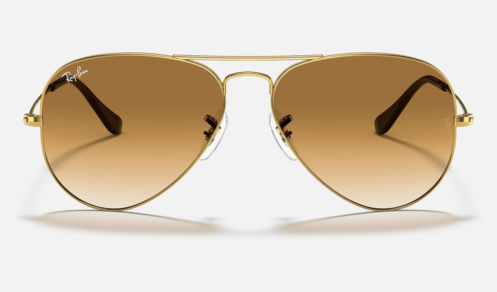 Ray-Ban RB3025 Aviator Large Metal Doré verres marron dégradés de face