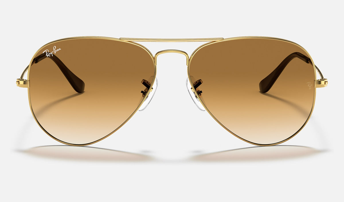 Ray-Ban RB3025 Aviator Large Metal Doré verres marron dégradés de face