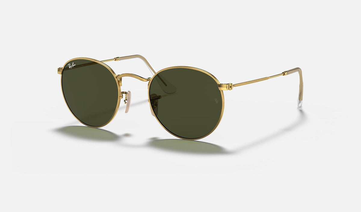 Ray-Ban RB3447 Round Metal Doré de trois-quarts