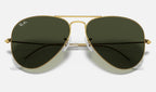 Ray-Ban RB3025 Aviator Large Metal Doré verres verts de face, branches fermées