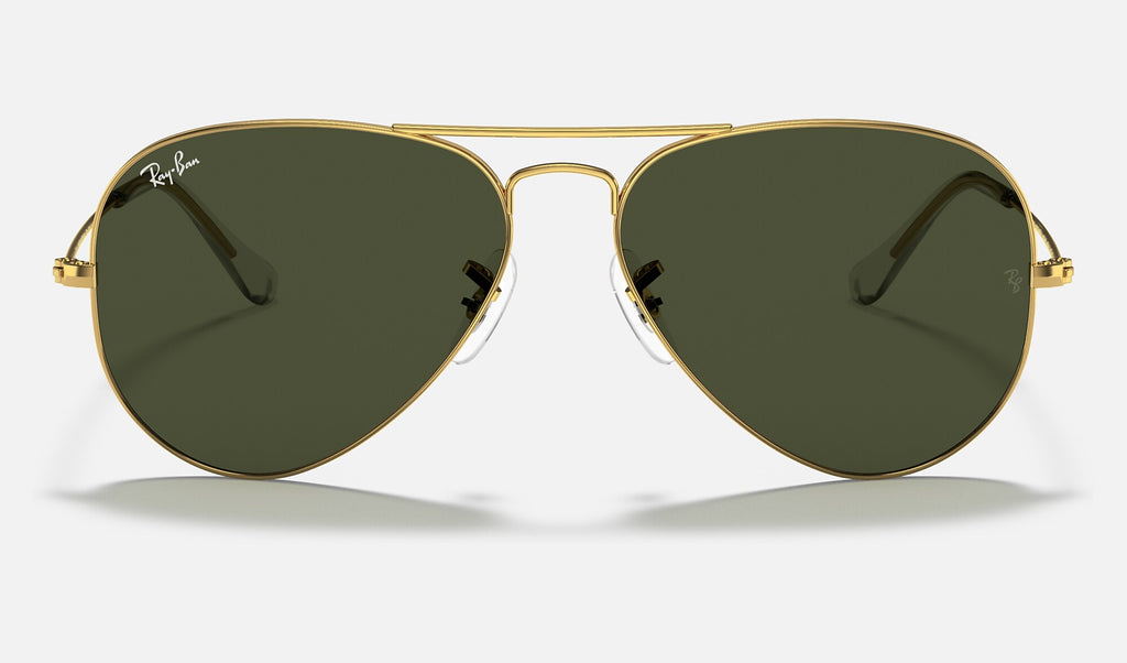 Ray-Ban RB3025 Aviator Large Metal Doré verres verts de face