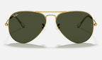 Ray-Ban RB3025 Aviator Large Metal Doré verres verts de face