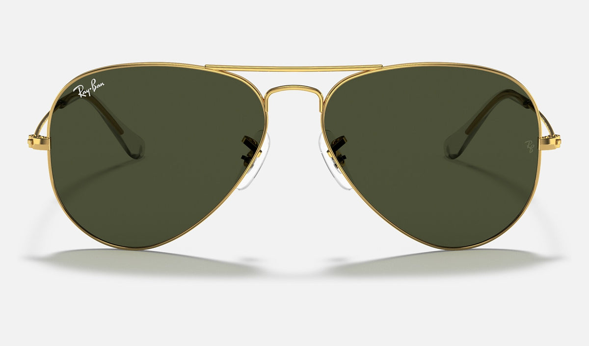 Ray-Ban RB3025 Aviator Large Metal Doré verres verts de face