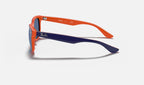 Ray-Ban RJ9052S Junior New Wayfarer Bleu et orange de profil