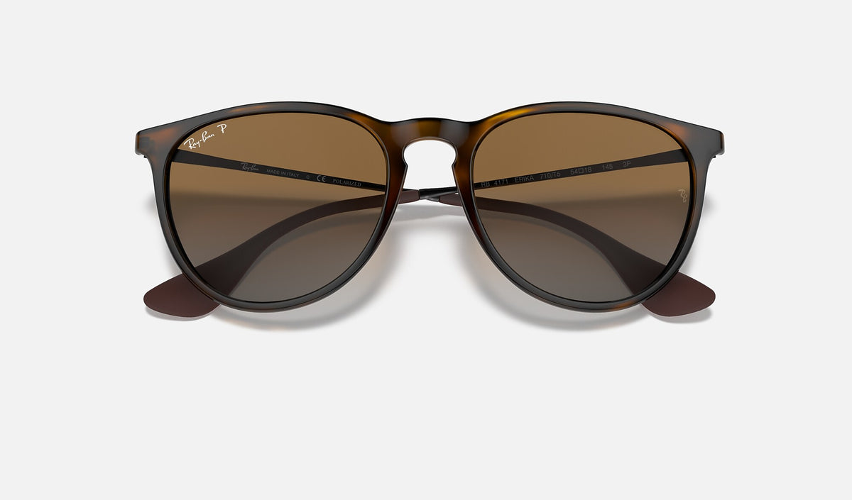 Ray-Ban RB4171 Erika Havane clair polarisé de face, branches fermées