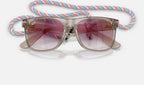 Ray-Ban RJ9069S Junior Justin Gris transparent de face, branches fermées