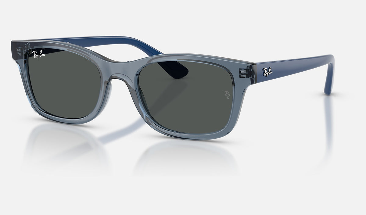 Ray-Ban RJ9086S Bleu transparent de trois-quarts