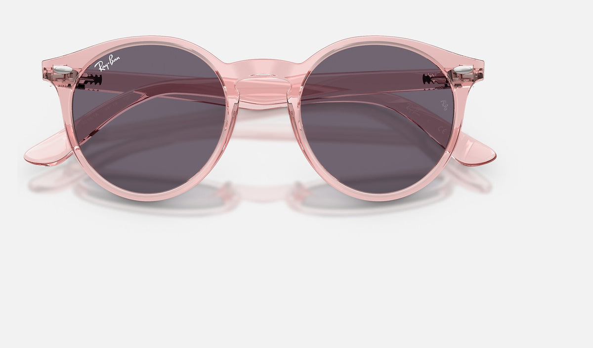Ray-Ban RJ9064S Rose transparent de face, branches fermées