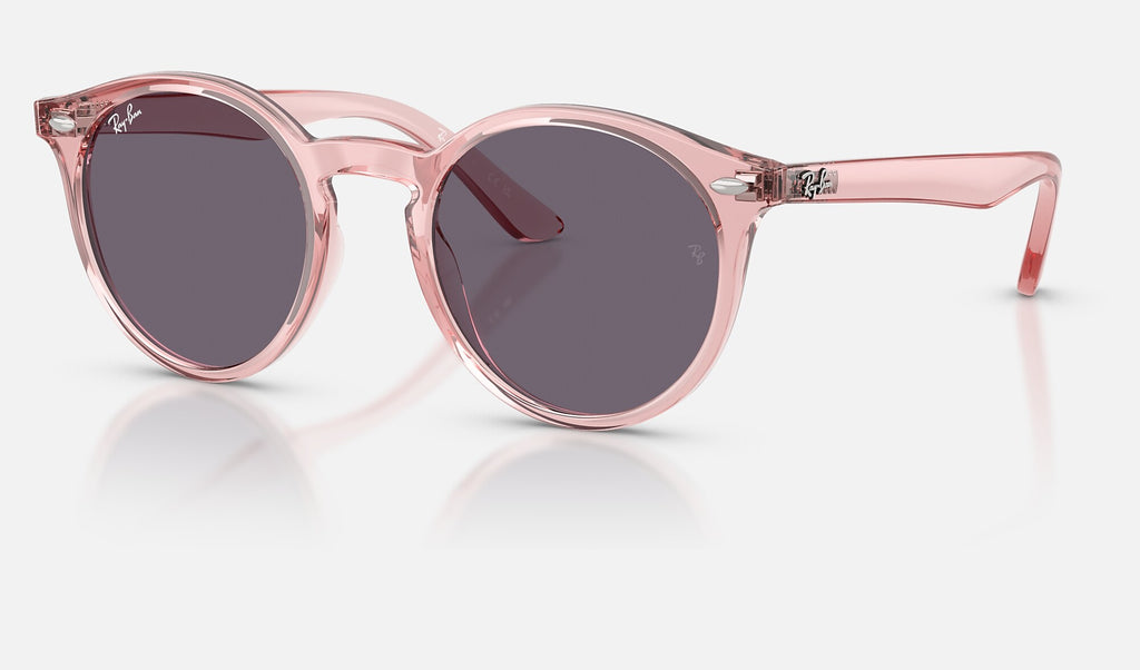 Ray-Ban RJ9064S Rose transparent de trois-quarts