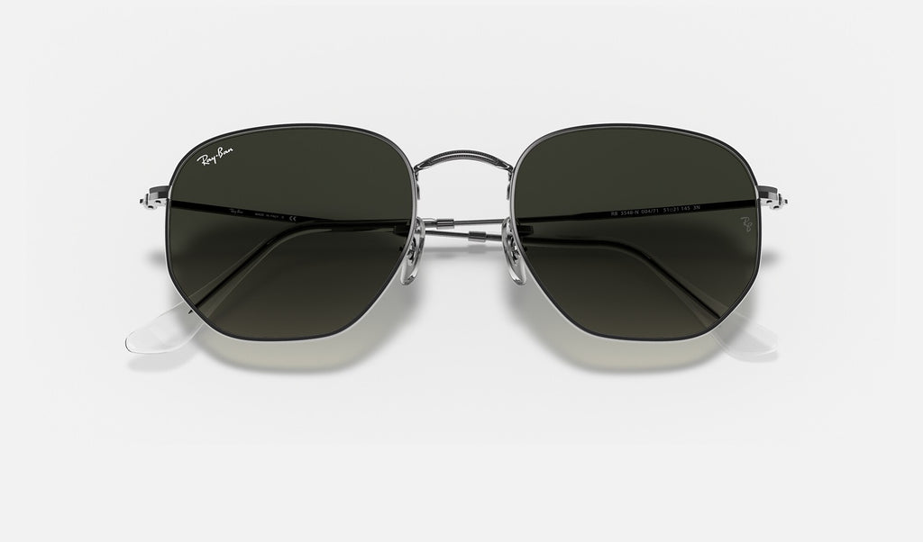 Ray-Ban RB3548N Hexagonal Gunmetal de face, branches fermées