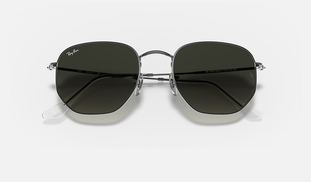 Ray-Ban RB3548N Hexagonal Gunmetal de face, branches fermées