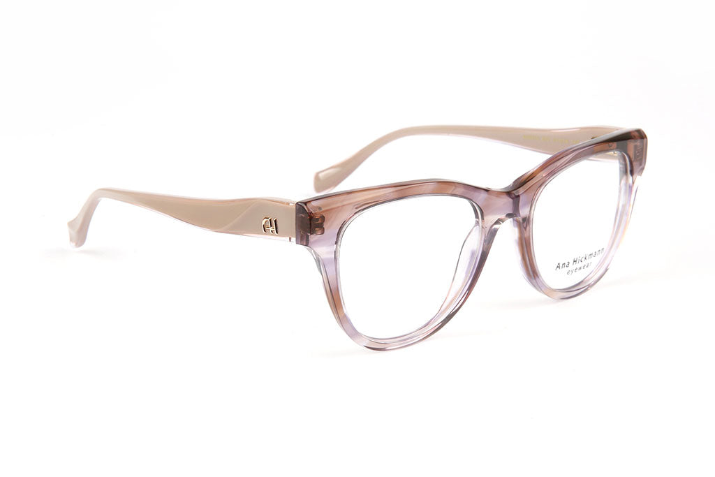 Ana Hickmann AH6579 transparent rayé prune - monture optique femme ronde