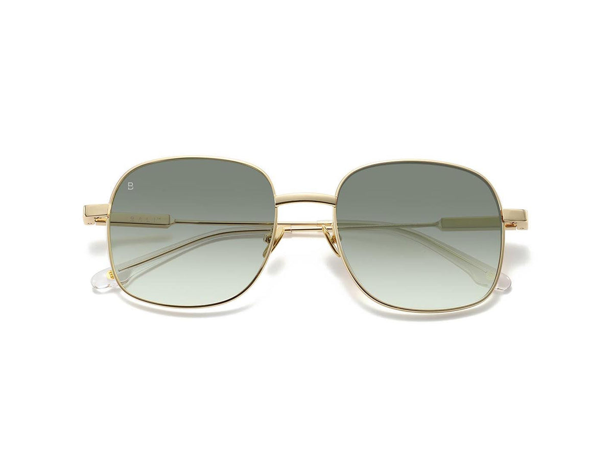 Bali Alma or - lunettes de soleil rectangulaires en métal doré, verres verts