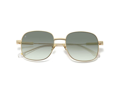 Bali Alma or - lunettes de soleil rectangulaires en métal doré, verres verts