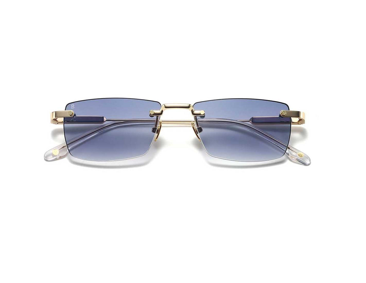 Bali B29 or - lunettes de soleil percées en métal doré, verres bleus