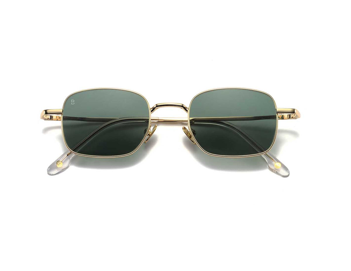 Bali Fly or - petites lunettes de soleil rectangulaires en métal doré