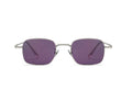 Bali Fly argent - petites lunettes de soleil rectangulaires en métal argenté, verres violets