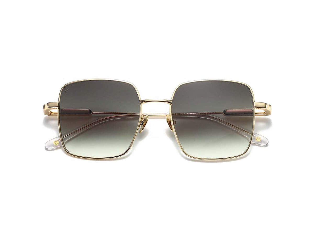 Bali Glory or - lunettes de soleil carrées en métal doré, verres verts