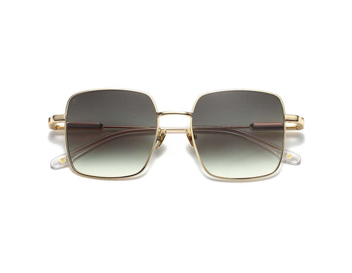Bali Glory or - lunettes de soleil carrées en métal doré, verres verts