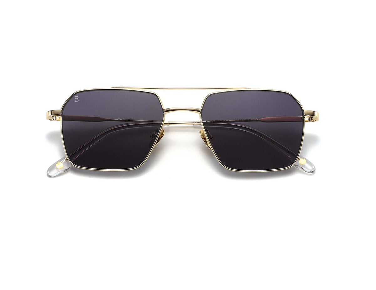 Bali Slide or - lunettes de soleil rectangulaires en métal doré, verres gris
