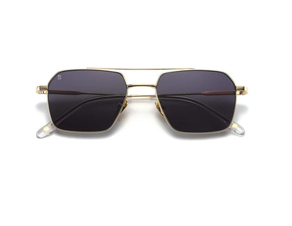 Bali Slide or - lunettes de soleil rectangulaires en métal doré, verres gris