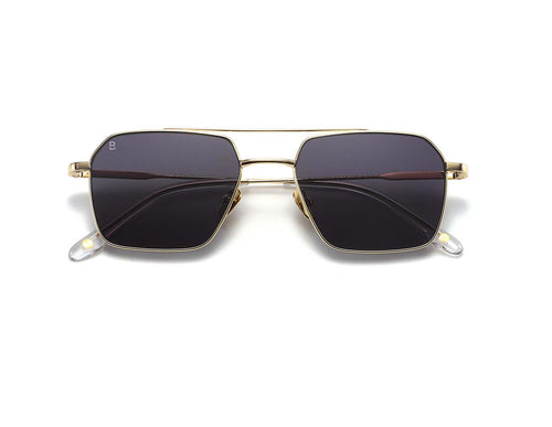 Bali Slide or - lunettes de soleil rectangulaires en métal doré, verres gris