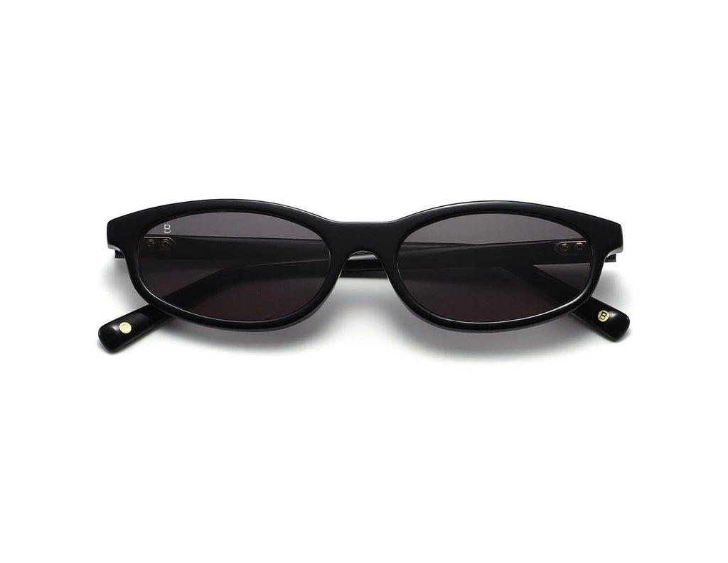 Bali Vita noir - lunettes de soleil fines en acétate noir, verres gris