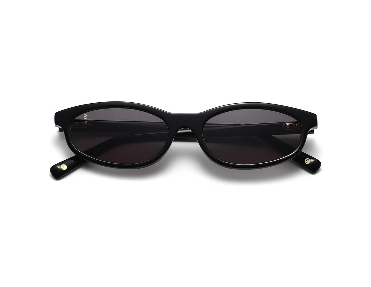 Bali Vita noir - lunettes de soleil fines en acétate noir, verres gris