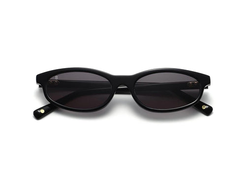 Bali Vita noir - lunettes de soleil fines en acétate noir, verres gris