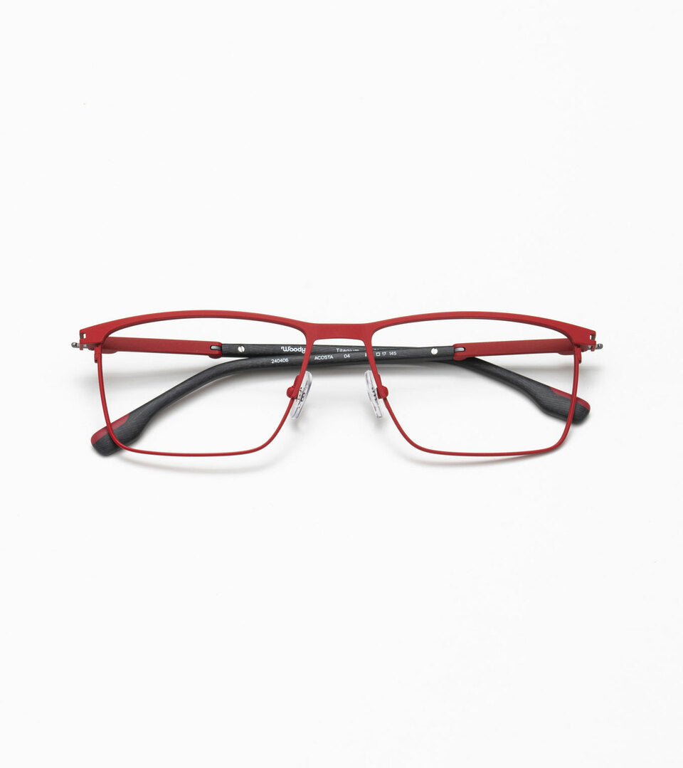 Woodys Acosta 55 rouge - monture optique rectangulaire en titane