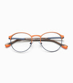 Woodys Albon orange et bleu - monture optique ronde en titane
