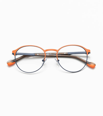 Woodys Albon orange et bleu - monture optique ronde en titane