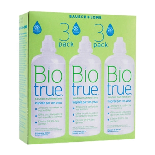 Pack Biotrue 3 x 300 ml - solution multifonction lentilles souples
