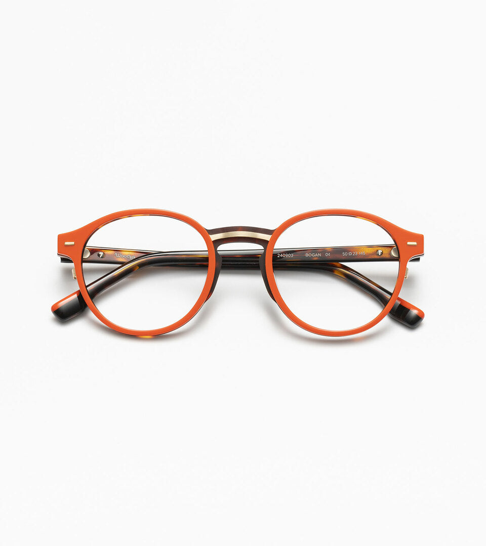 Woodys Bogan orange et écaille - monture optique ronde en acétate