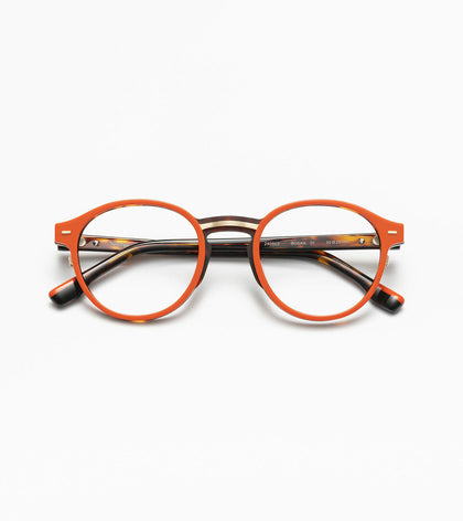 Woodys Bogan orange et écaille - monture optique ronde en acétate