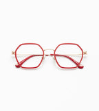 Woodys Elsa rouge - monture optique hexagonale en acétate et métal