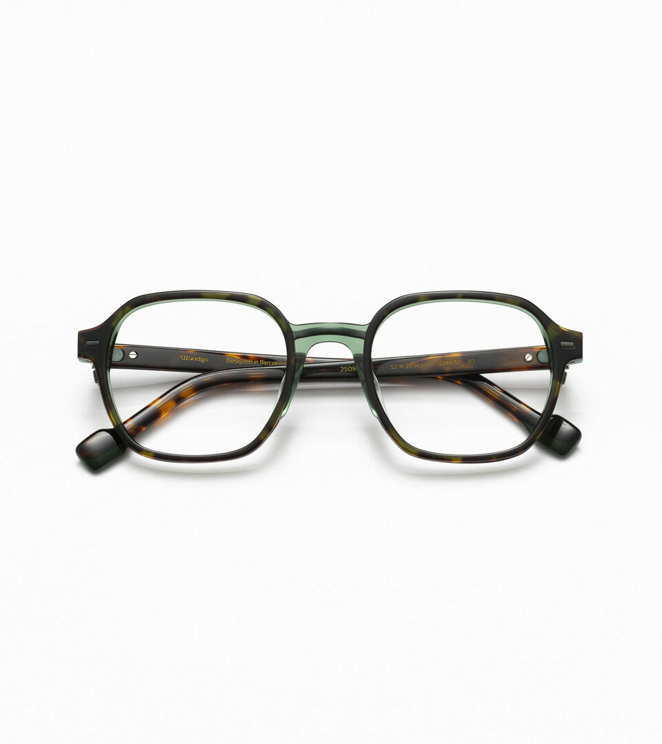 Woodys Ernest écaille et vert - monture optique carrée en acétate