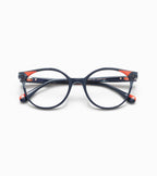 Woodys Eulalia bleu et orange - monture optique pantos en acétate