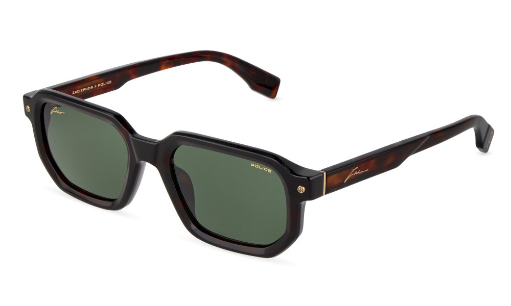 Police SPLU82 havane foncé - lunette de soleil homme géométrique