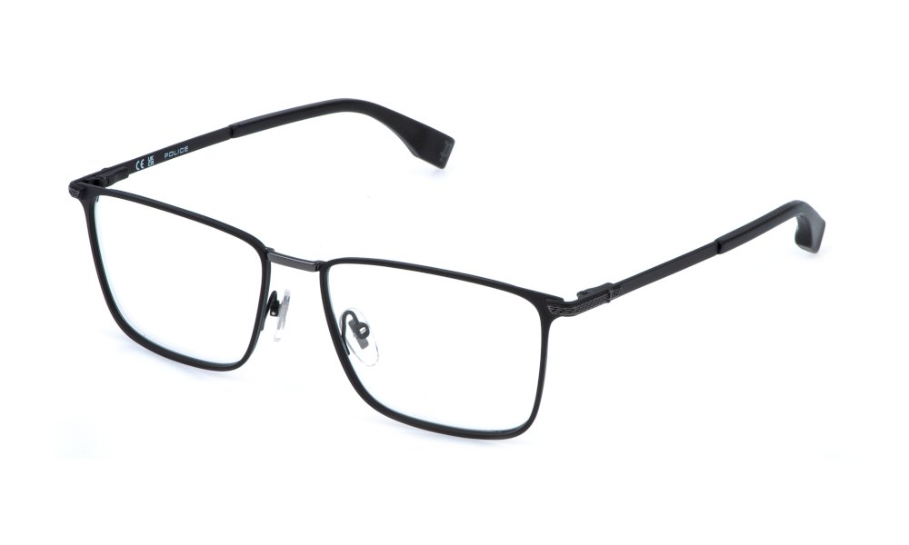 Police VPLR64 noir semi-mat et gun - monture optique homme en métal