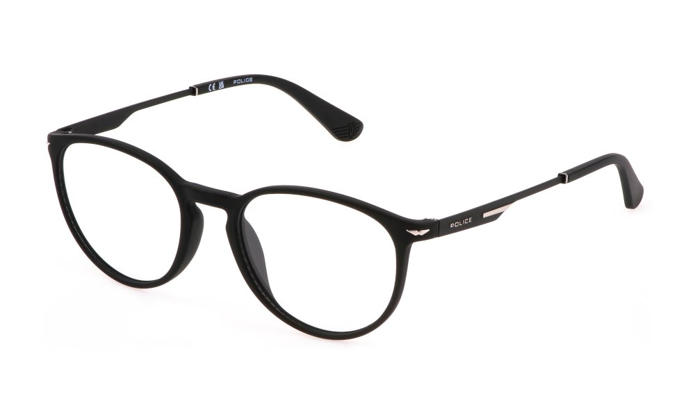 Police VPLL63 noir mat - monture optique homme ronde
