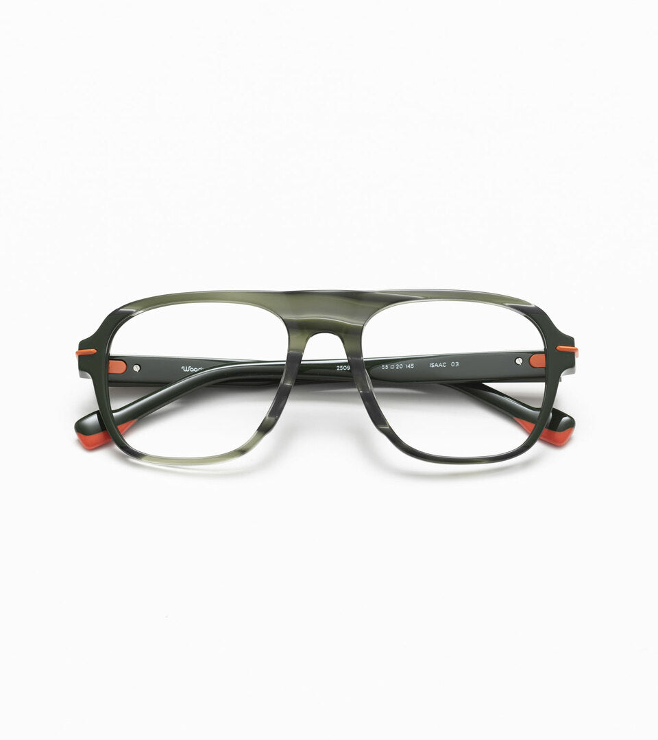 Woodys Isaac vert - monture optique à double pont en acétate