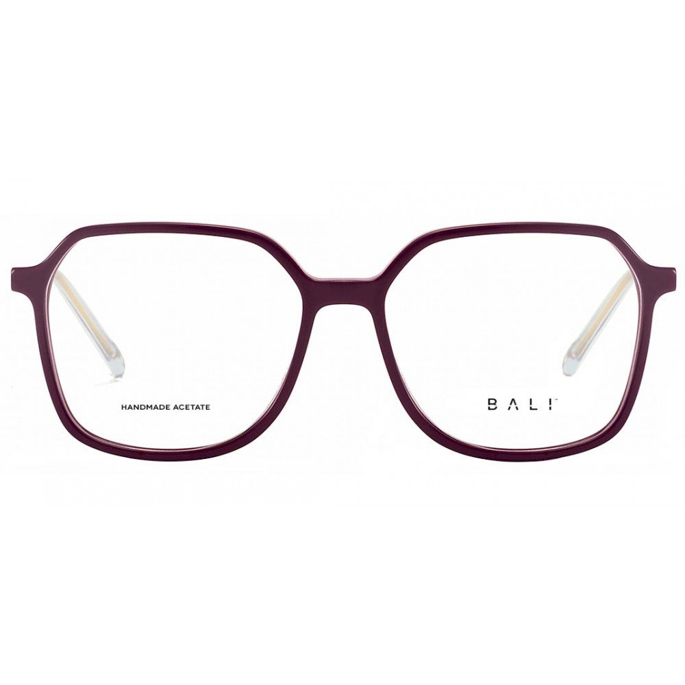 Bali Jina bordeaux - grande monture optique hexagonale en acétate