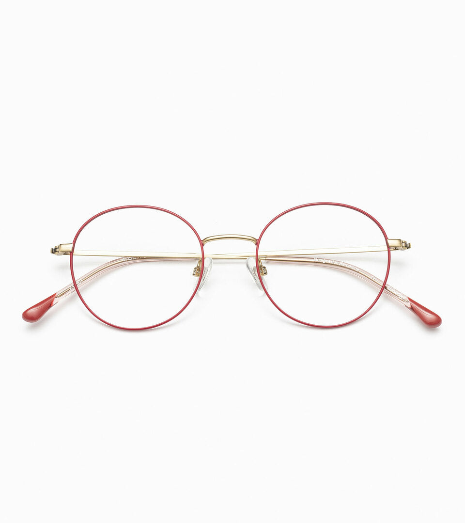 Woodys Maison rouge - petite monture optique ronde en métal
