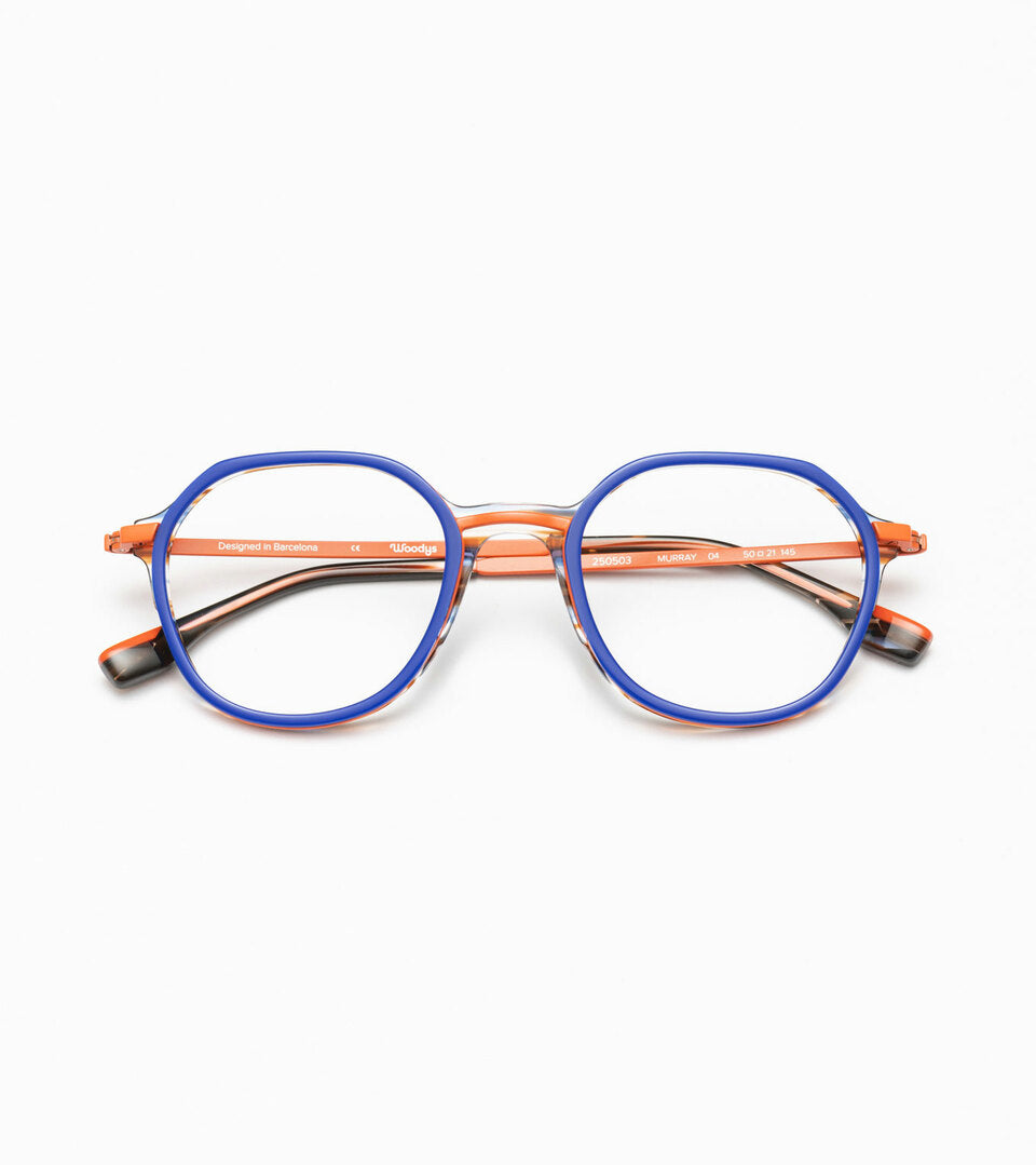 Woodys Murray bleu et orange - monture optique ronde combinée