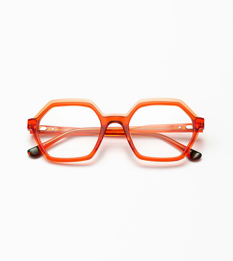 Woodys Nona orange - monture optique hexagonale en acétate