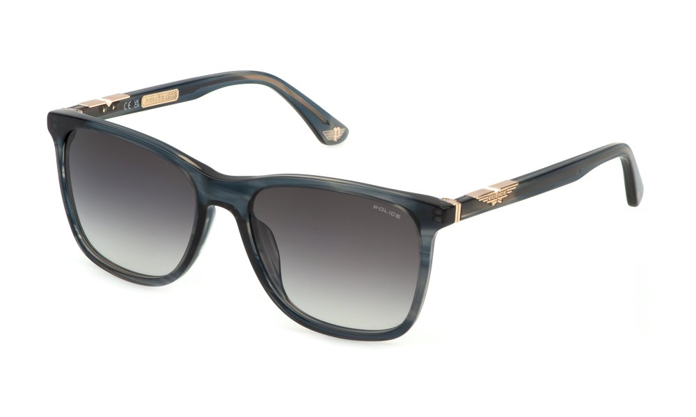 Police SPL872N bleu rayé et gris - lunette de soleil homme