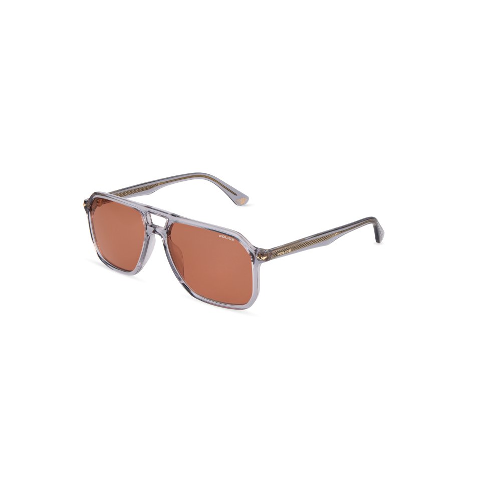 Police SPLN21 gris transparent - lunette de soleil homme à double pont