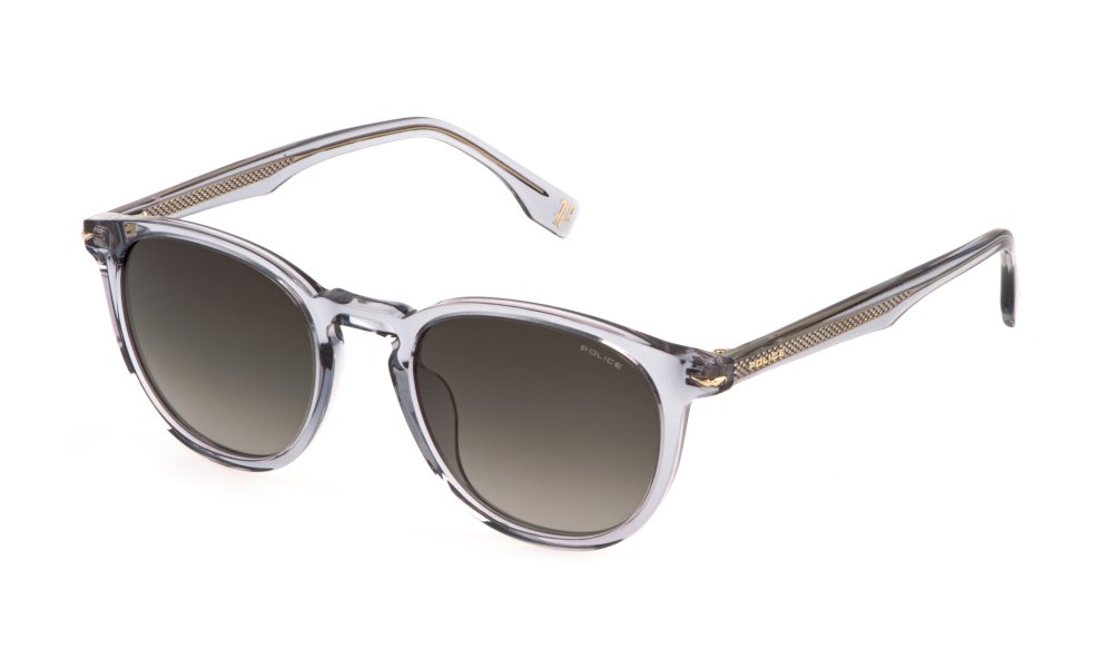 Police SPLQ82 gris transparent - lunette de soleil homme ronde